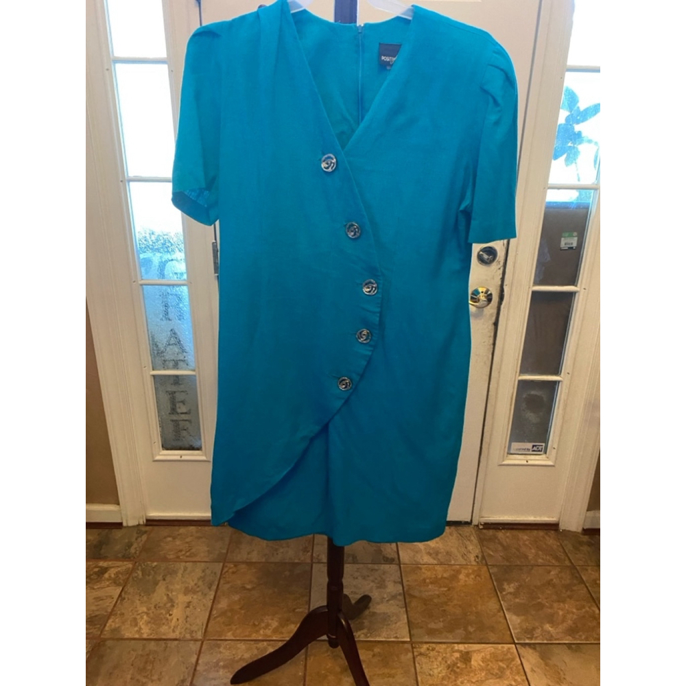 Women's vintage Positive Attitude Teal Dress Size 12